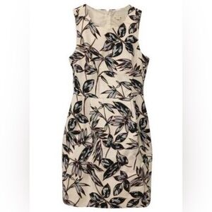 J.Crew Cream & Black Floral Print Textured Sleeveless Sheath Dress 00 XS pencil